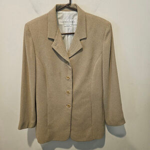 Women's GARFIELD & MARKS Beige Herringbone Four Button Blazer Size 10